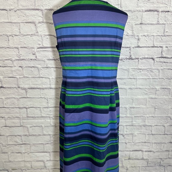 Boden Stripe Navy/Purple/Green Sheath Dress‎ with Statement Necklace – Size 18 - Picture 4 of 13